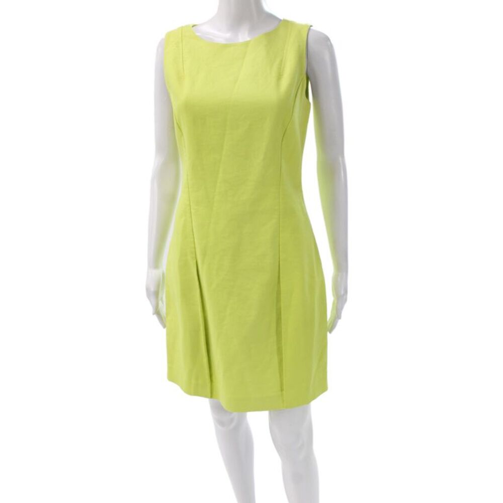 Halston Heritage Womens Sheath Dress Green Sleeveless Knee Length Size 2